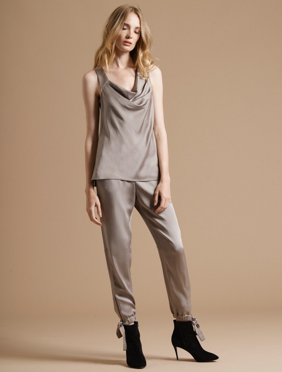 ASYMMETRIC COWL SATIN TOP ASYMMETRIC COWL SATIN TOP