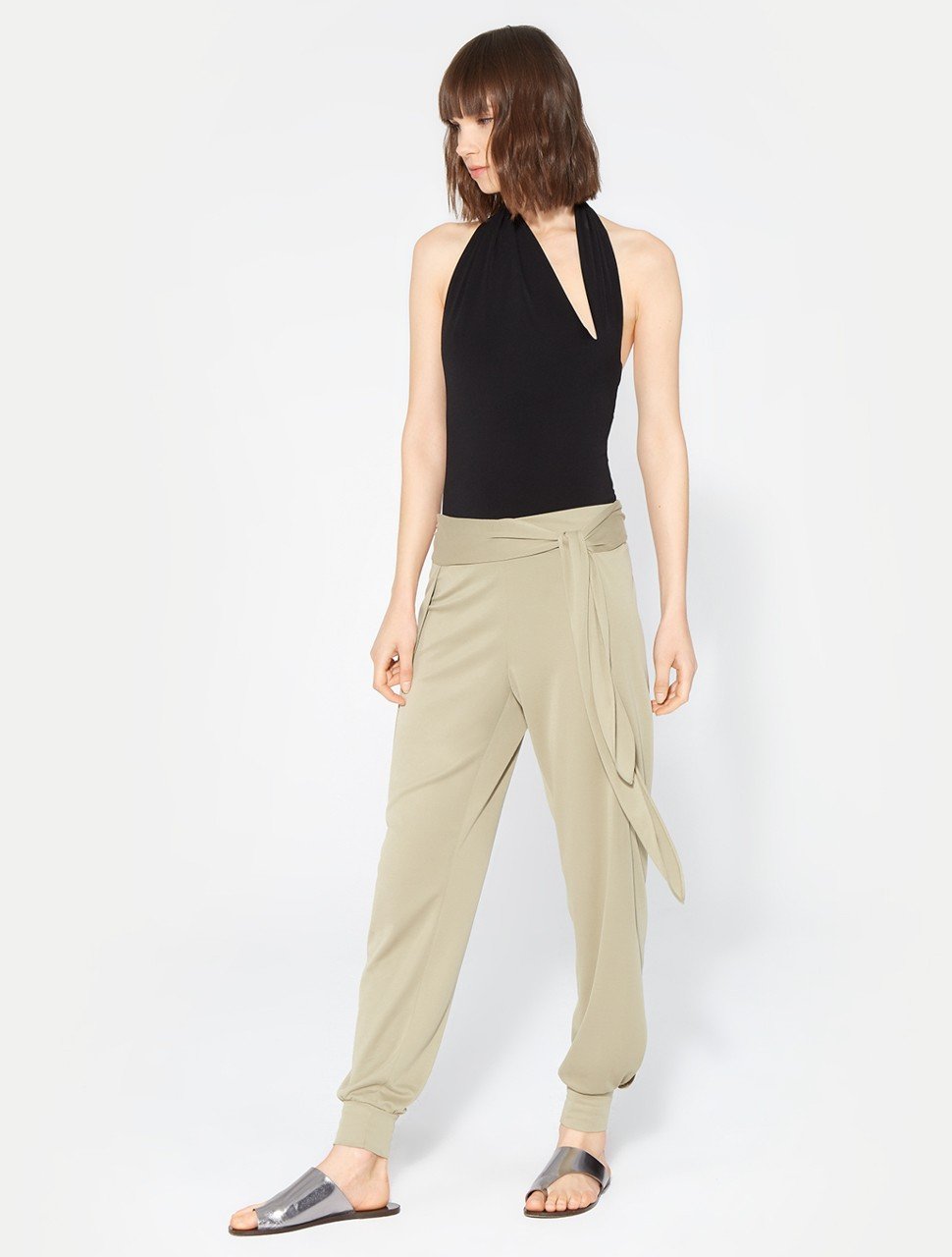 FLOWY TAPERED TIE WAIST JERSEY PANT FLOWY TAPERED TIE WAIST JERSEY PANT