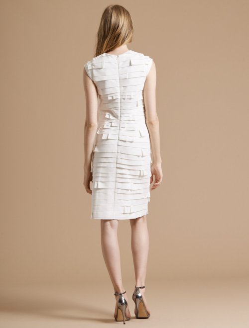 CAP SLEEVE STRIP DETAIL PONTE KNIT DRESS
