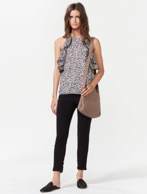 SLEEVELESS PRINTED FLOUNCE TOP SLEEVELESS PRINTED FLOUNCE TOP
