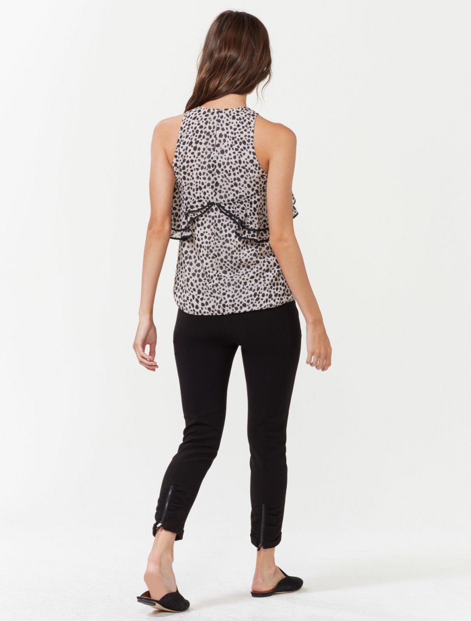 SLEEVELESS PRINTED FLOUNCE TOP SLEEVELESS PRINTED FLOUNCE TOP