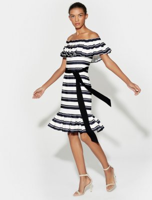 OFF SHLDR FLOUNCE SLV STRIPED DRESS OFF SHLDR FLOUNCE SLV STRIPED DRESS
