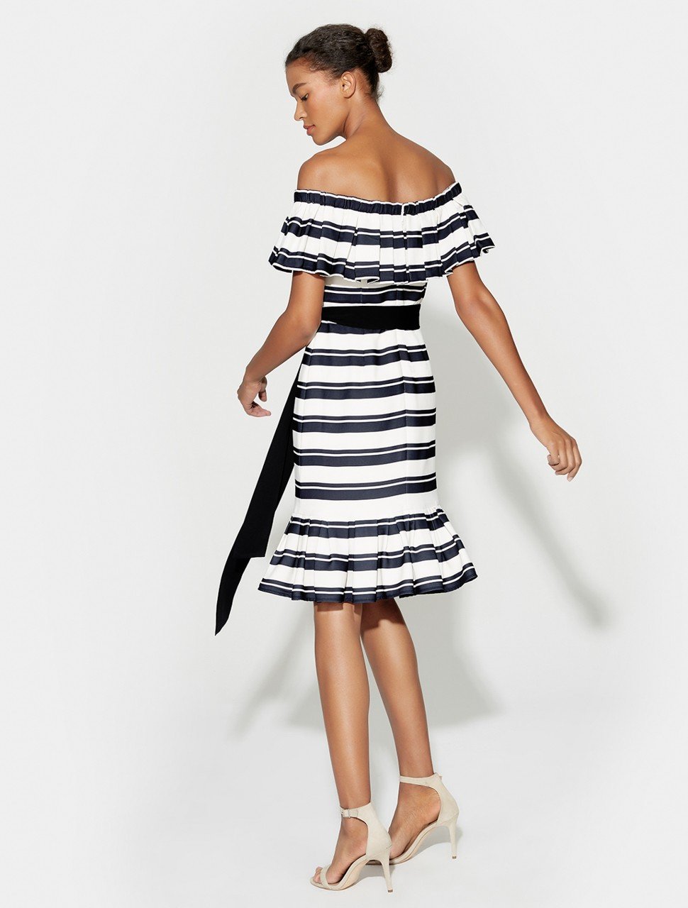 OFF SHLDR FLOUNCE SLV STRIPED DRESS OFF SHLDR FLOUNCE SLV STRIPED DRESS