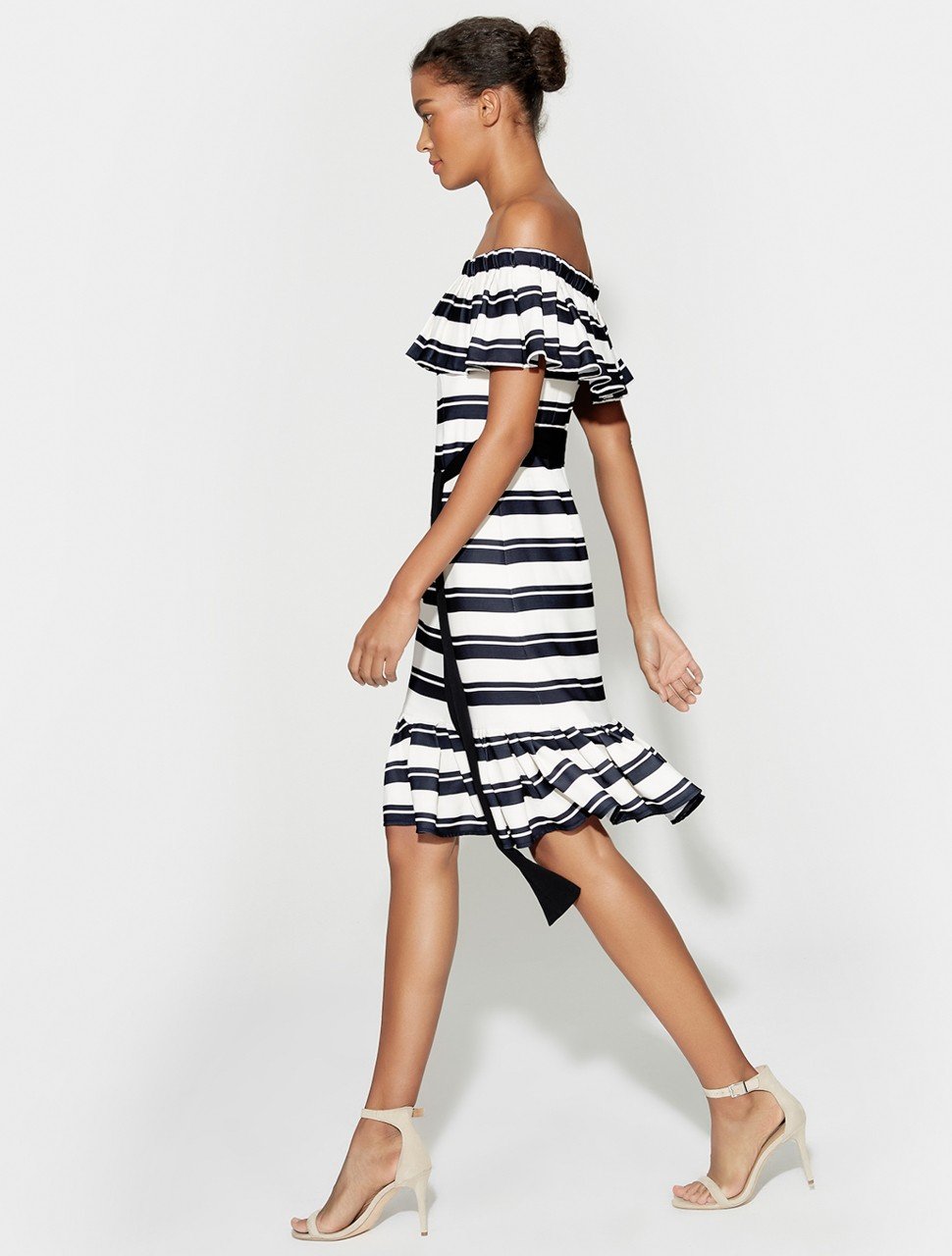 OFF SHLDR FLOUNCE SLV STRIPED DRESS OFF SHLDR FLOUNCE SLV STRIPED DRESS