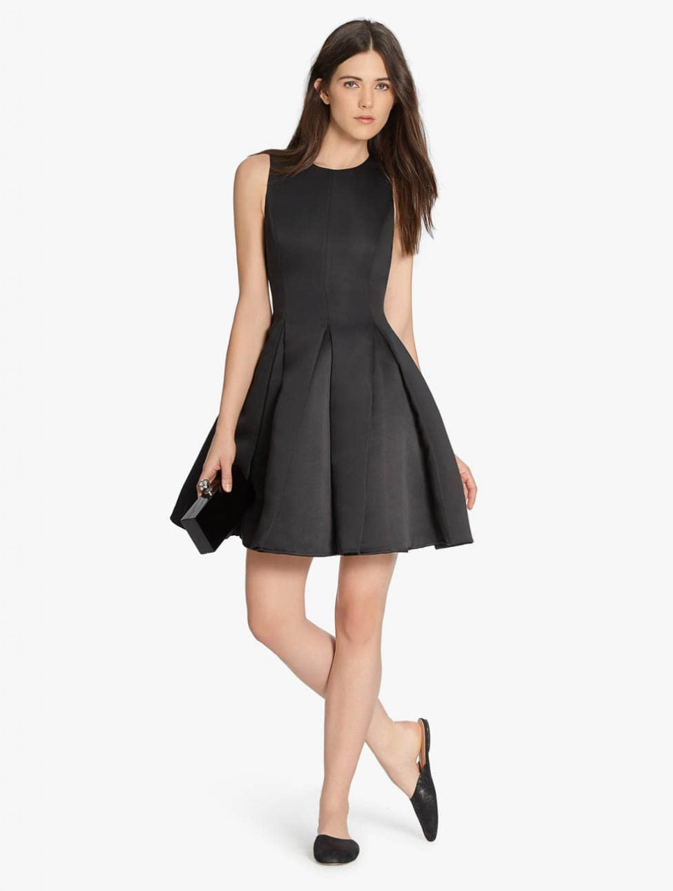 VESTIDO FAILLE DE SATIN ESTRUCTURADO CON BOLSILLOS VESTIDO FAILLE DE SATIN ESTRUCTURADO CON BOLSILLOS
