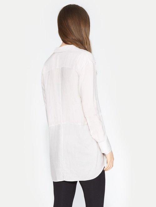 LONG RUCHED SLEEVE STRIPED SHIRT