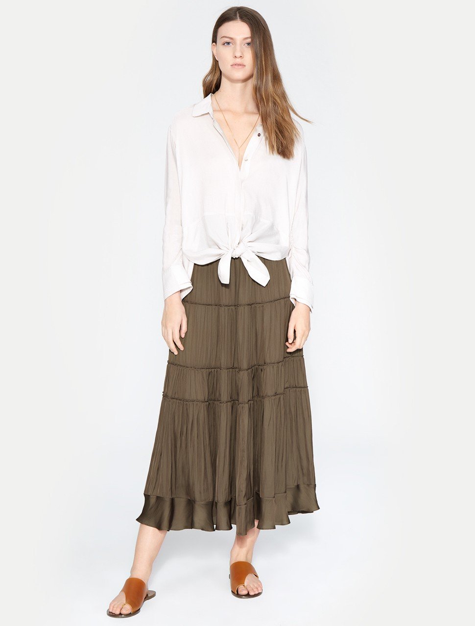 LONG RUCHED SLEEVE STRIPED SHIRT LONG RUCHED SLEEVE STRIPED SHIRT