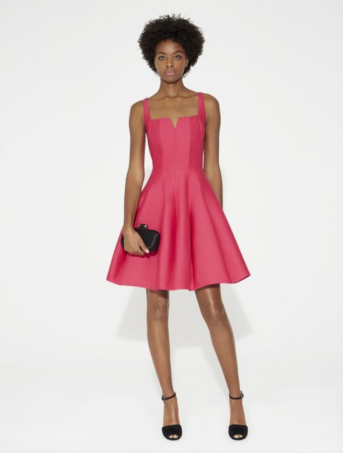 VESTIDO DE SEDA FAILLE CON CORTE AL CUELLO