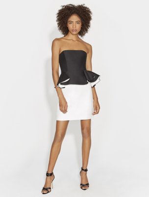 VESTIDO DE SEDA FAILLE PEPLUM COLORBLOCKED VESTIDO DE SEDA FAILLE PEPLUM COLORBLOCKED