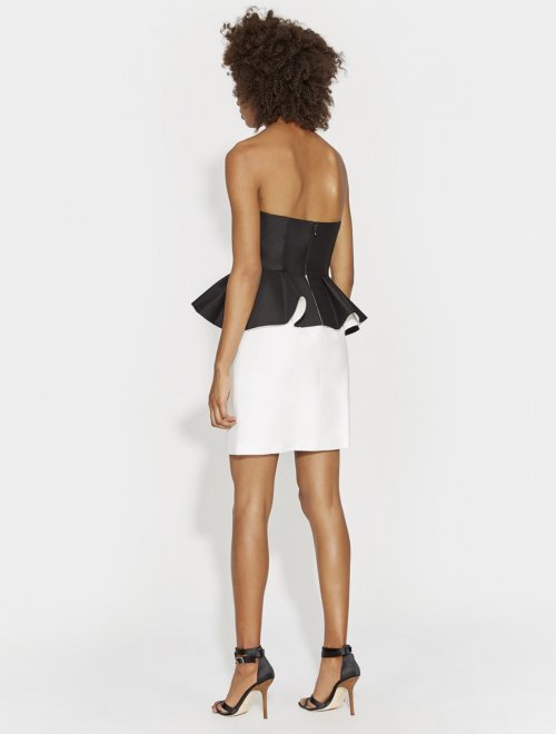 VESTIDO DE SEDA FAILLE PEPLUM COLORBLOCKED