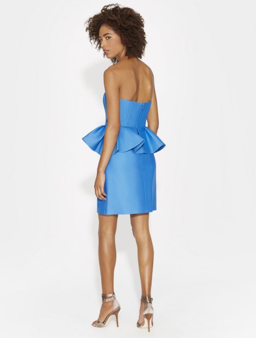VESTIDO PEPLUM FAILLE DE SEDA AL HOMBRO
