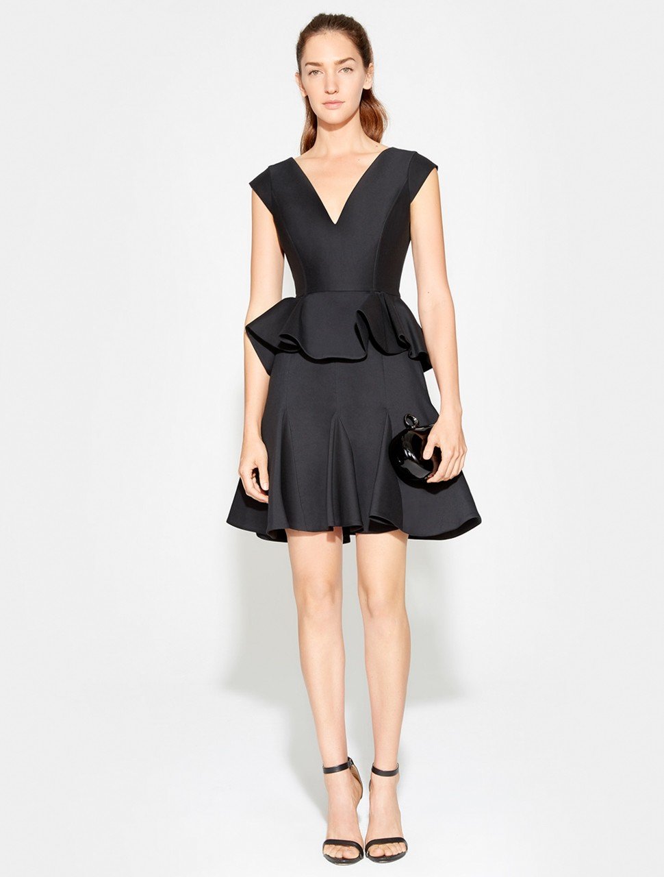 CAP SLV V NECK DRESS W PEPLUM CAP SLV V NECK DRESS W PEPLUM