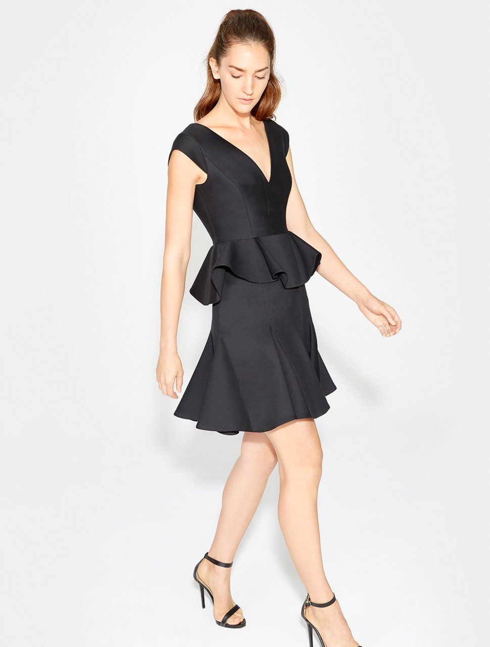 CAP SLV V NECK DRESS W PEPLUM CAP SLV V NECK DRESS W PEPLUM
