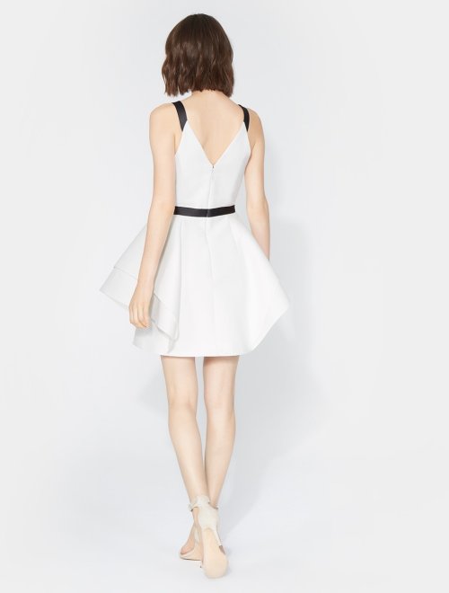 SLEEVELESS V NECK DRAMATIC FLOUNCE SKIRT DRESS