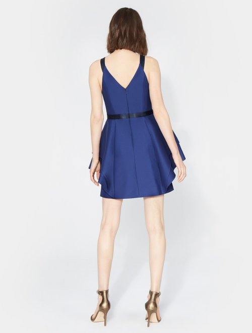 SLEEVELESS V NECK DRAMATIC FLOUNCE SKIRT DRESS