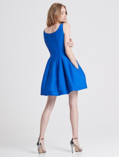 FIT AND FLARE SILK FAILLE DRESS