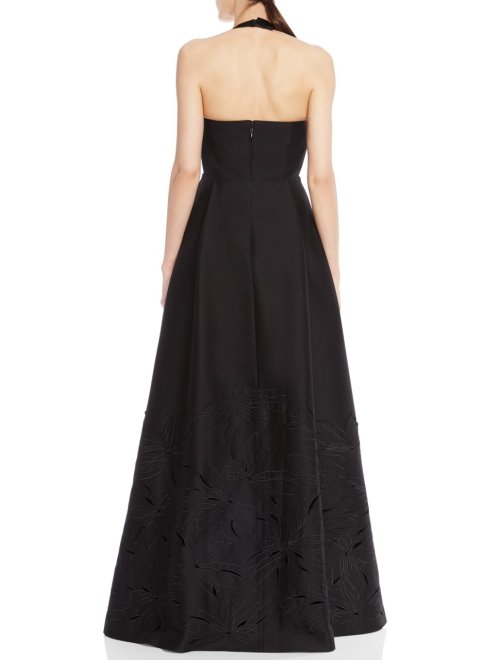 HALTER NECK BALL GOWN W EMBR SKIRT
