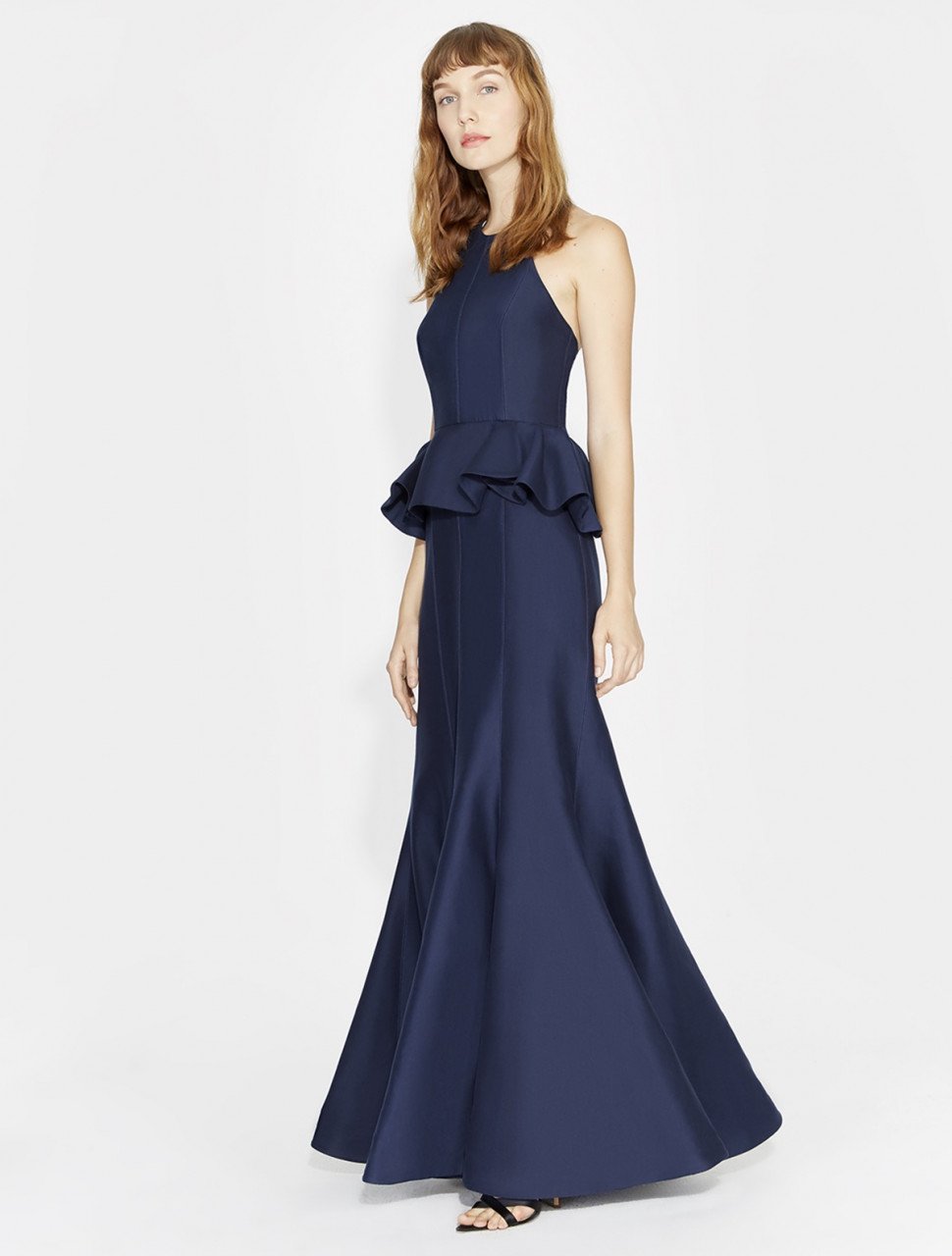 VESTIDO DE SEDA FAILLE CON DETALLE PEPLUM VESTIDO DE SEDA FAILLE CON DETALLE PEPLUM