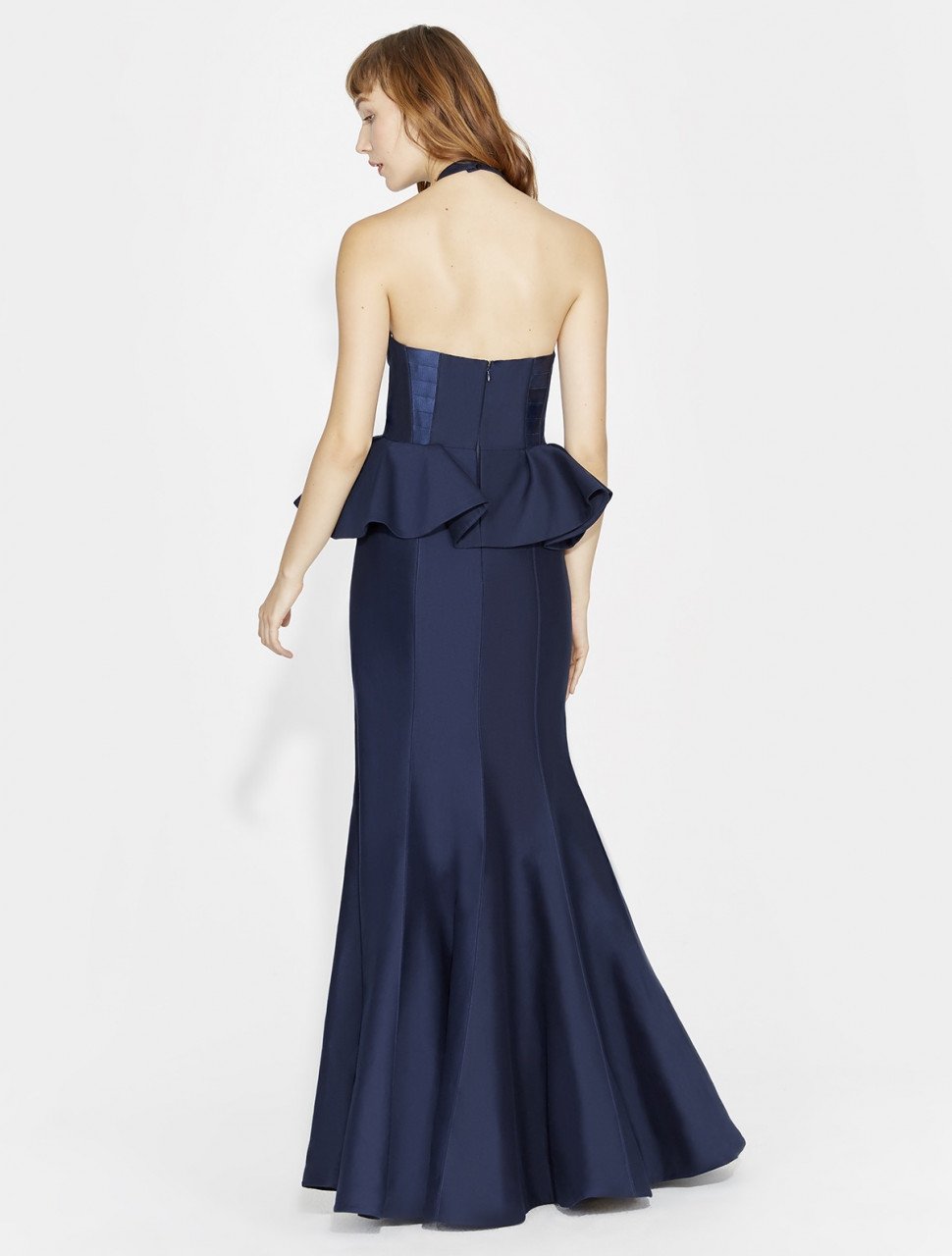 VESTIDO DE SEDA FAILLE CON DETALLE PEPLUM VESTIDO DE SEDA FAILLE CON DETALLE PEPLUM