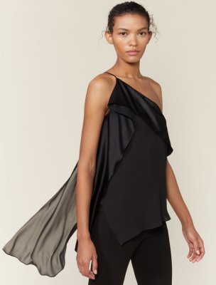 ONE SHOULDER SATIN DRAPED TOP ONE SHOULDER SATIN DRAPED TOP
