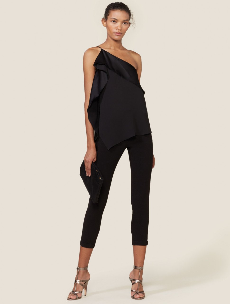 ONE SHOULDER SATIN DRAPED TOP ONE SHOULDER SATIN DRAPED TOP