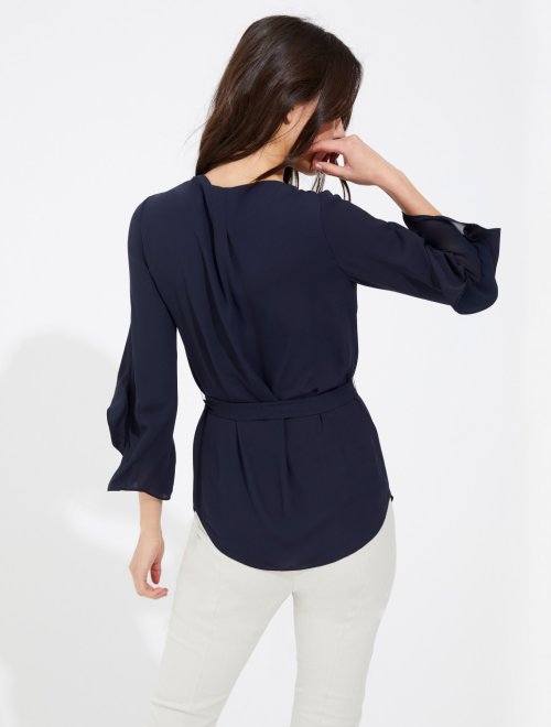 FLOUNCE SLEEVE SILKY GEORGETTE TOP