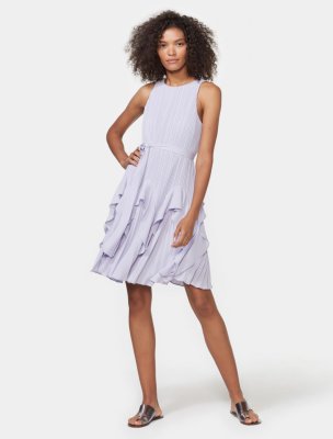PLEATED DRESS WITH FLOUNCE HEM PLEATED DRESS WITH FLOUNCE HEM