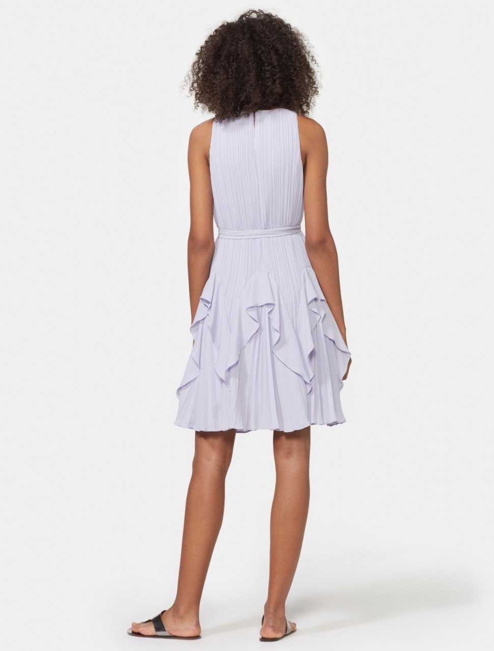 PLEATED DRESS WITH FLOUNCE HEM PLEATED DRESS WITH FLOUNCE HEM