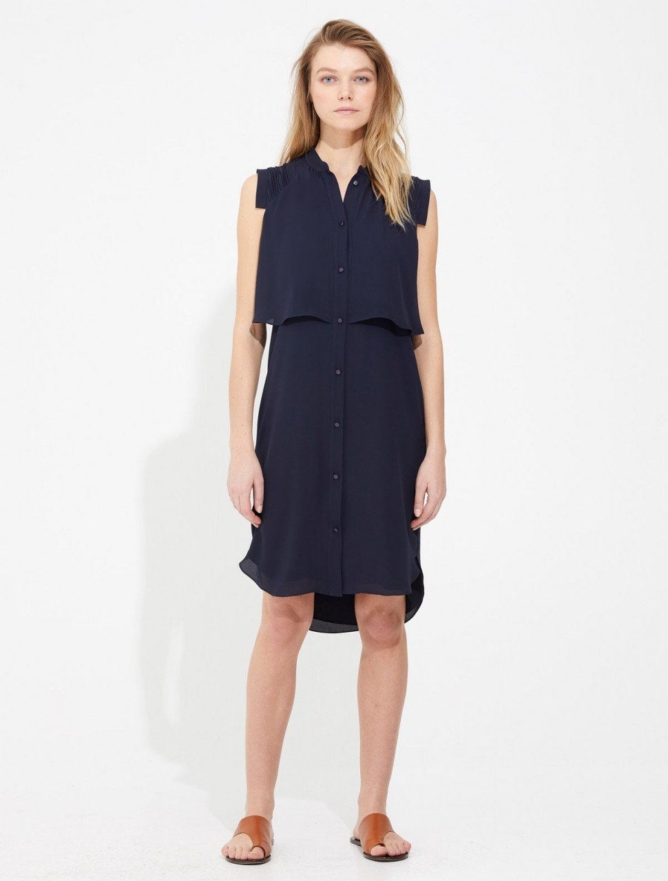 PLEATED DETAIL SILKY GEORGETTE SHIRTDRESS PLEATED DETAIL SILKY GEORGETTE SHIRTDRESS