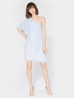 ONE SHOULDER FLOWY DRAPE FRONT DRESS ONE SHOULDER FLOWY DRAPE FRONT DRESS