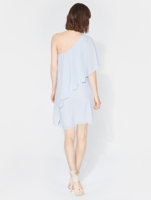 ONE SHOULDER FLOWY DRAPE FRONT DRESS