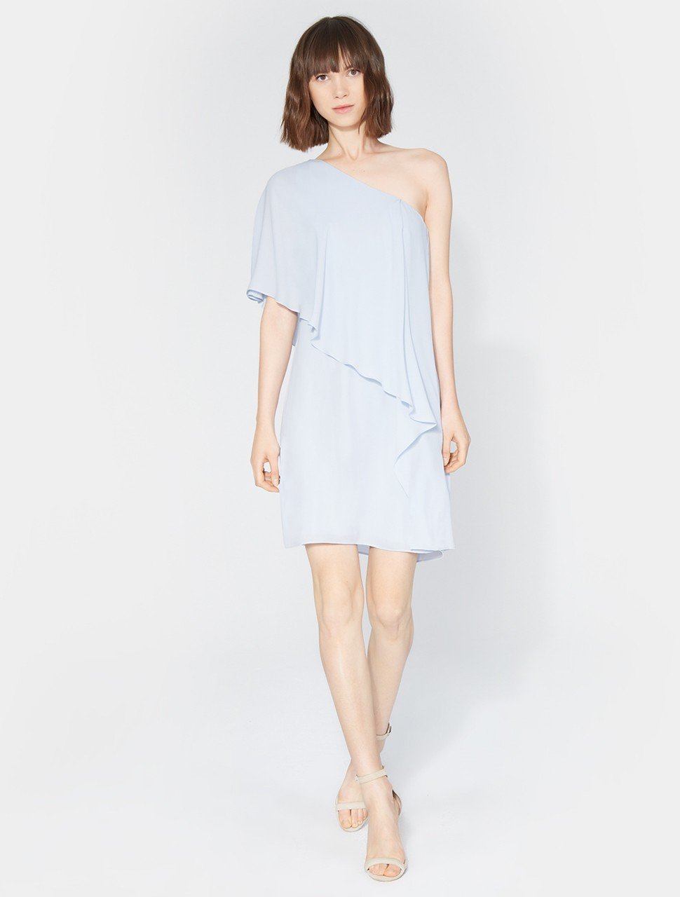 ONE SHOULDER FLOWY DRAPE FRONT DRESS ONE SHOULDER FLOWY DRAPE FRONT DRESS
