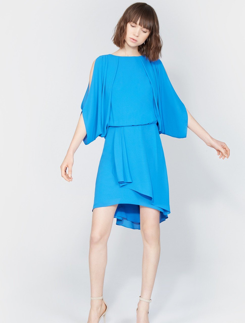 CAPE SLEEVE DRAPED OPEN BACK DRESS CAPE SLEEVE DRAPED OPEN BACK DRESS