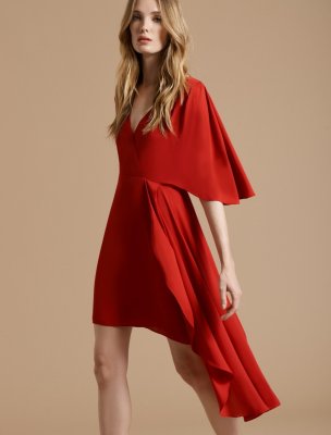 FLOWY SHORT SLEEVE FAUX WRAP DRESS FLOWY SHORT SLEEVE FAUX WRAP DRESS