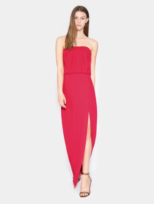 VESTIDO ESPALDA CON DRAPEO VOLANTE