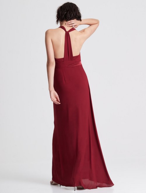GOWN WITH CONTRAST SATIN SASH