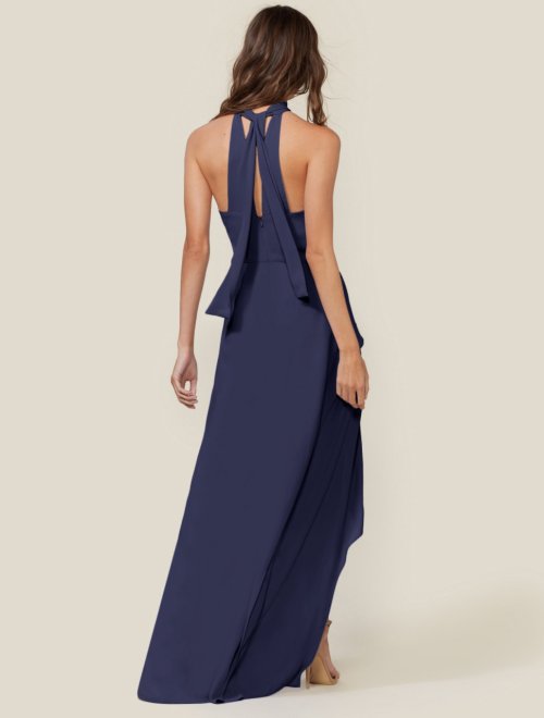 DRAPED MOCK NECK GOWN