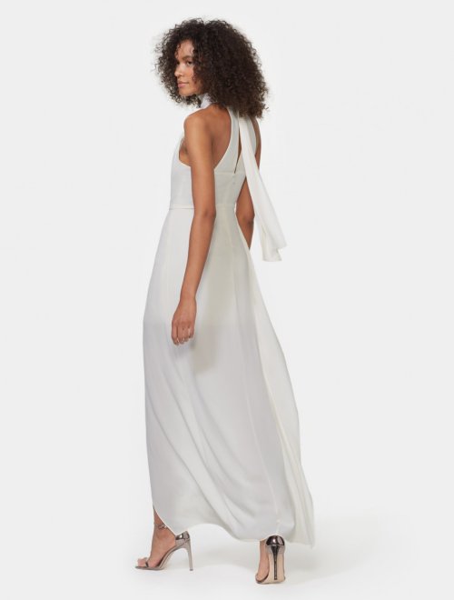 Sleeveless Mock Neck Gown with Drape Front Detail