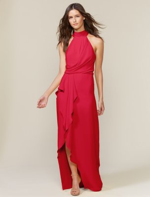 Sleeveless Mock Neck Gown with Drape Front Detail Sleeveless Mock Neck Gown with Drape Front Detail
