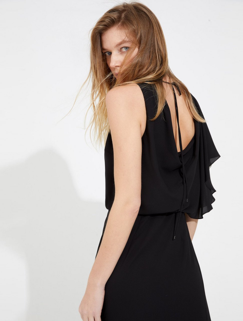DRAPED SILKY GEORGETTE GOWN DRAPED SILKY GEORGETTE GOWN