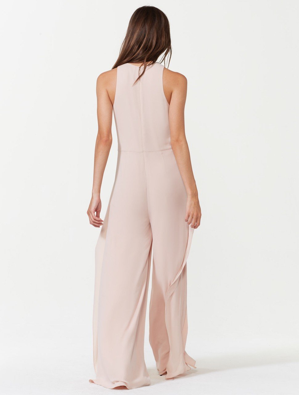 Sleeveless High Neck Flowy Drape Front Jumpsuit Sleeveless High Neck Flowy Drape Front Jumpsuit