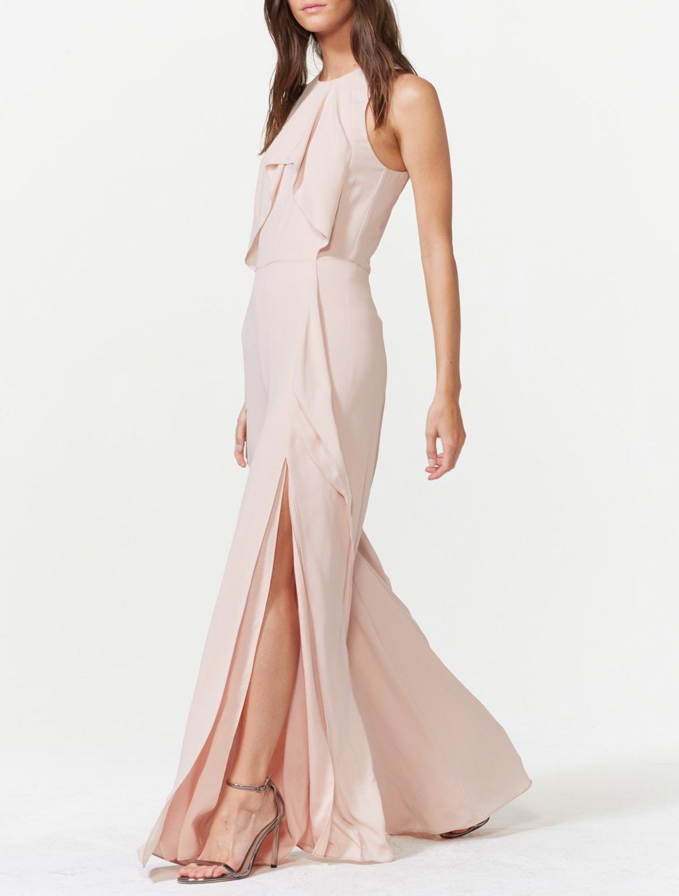 Sleeveless High Neck Flowy Drape Front Jumpsuit Sleeveless High Neck Flowy Drape Front Jumpsuit