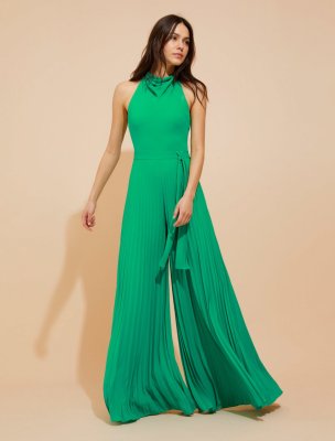 PLEATED FLOWY SILKY GEORGETTE JUMPSUIT PLEATED FLOWY SILKY GEORGETTE JUMPSUIT