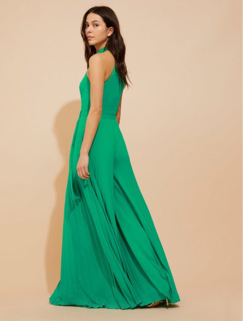 PLEATED FLOWY SILKY GEORGETTE JUMPSUIT