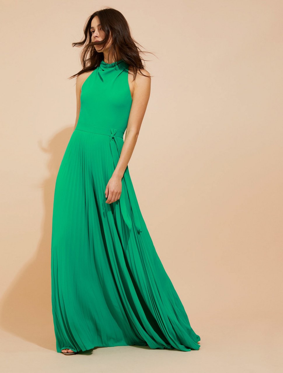 PLEATED FLOWY SILKY GEORGETTE JUMPSUIT PLEATED FLOWY SILKY GEORGETTE JUMPSUIT