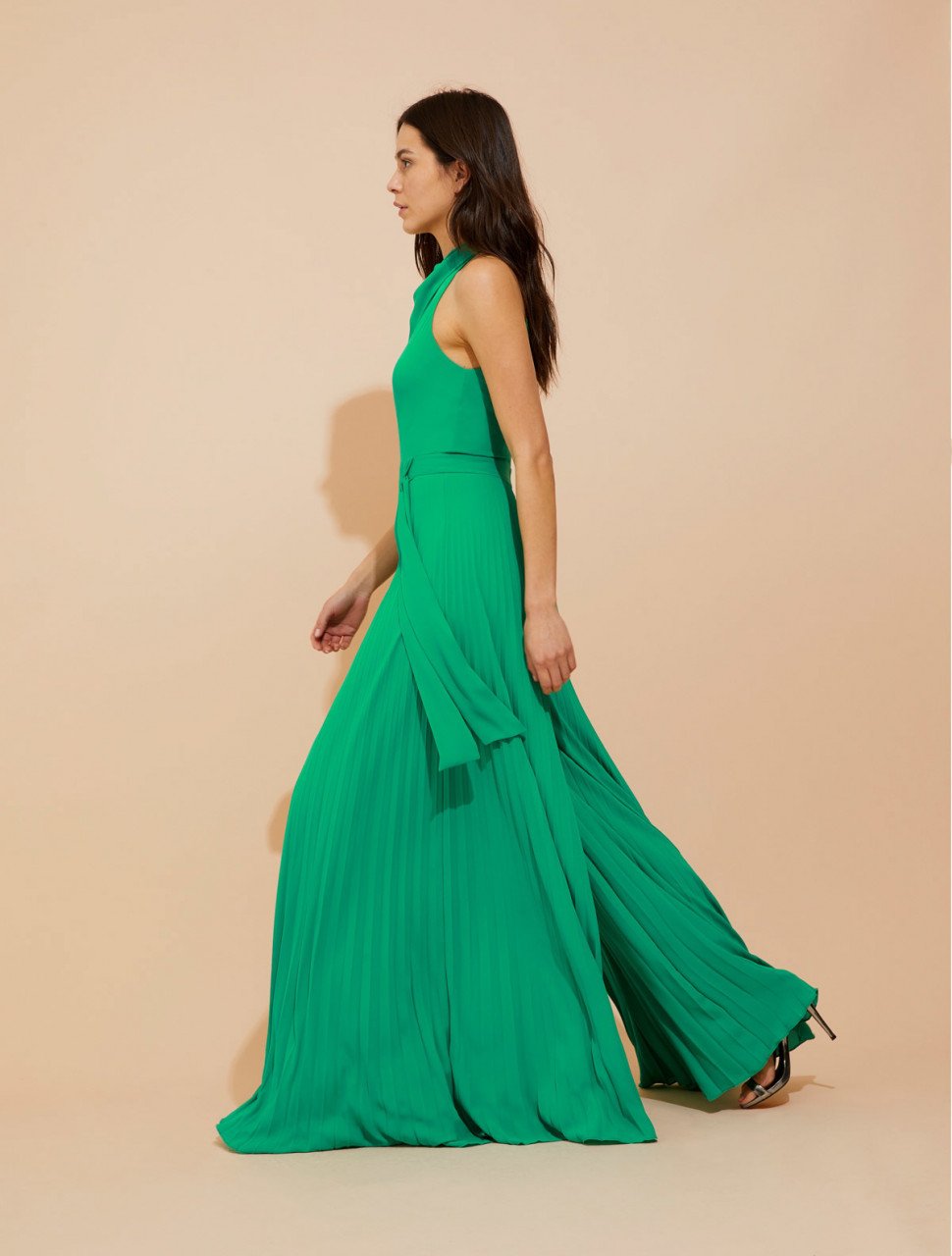 PLEATED FLOWY SILKY GEORGETTE JUMPSUIT PLEATED FLOWY SILKY GEORGETTE JUMPSUIT