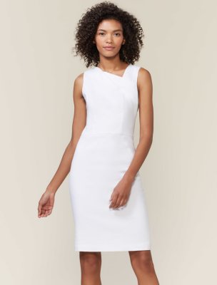 ASYMMETRIC NECKLINE LINEN SHEATH ASYMMETRIC NECKLINE LINEN SHEATH