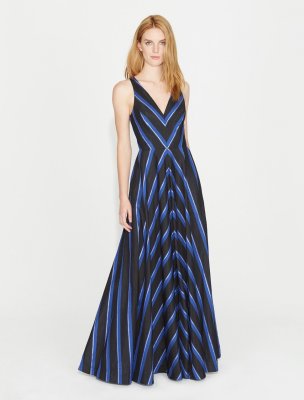 VESTIDO LARGO JAQUARD RAYADO VESTIDO LARGO JAQUARD RAYADO