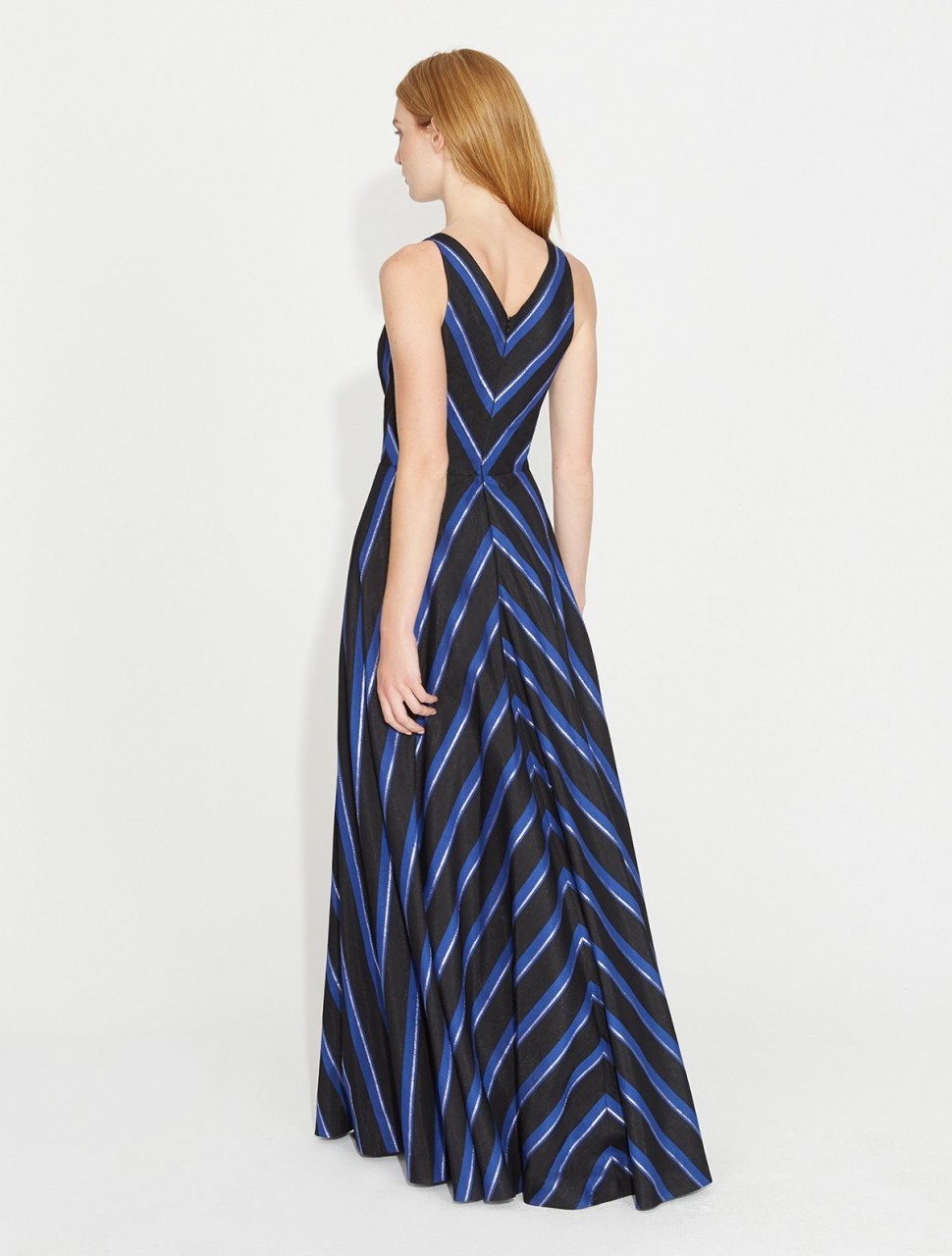 VESTIDO LARGO JAQUARD RAYADO VESTIDO LARGO JAQUARD RAYADO