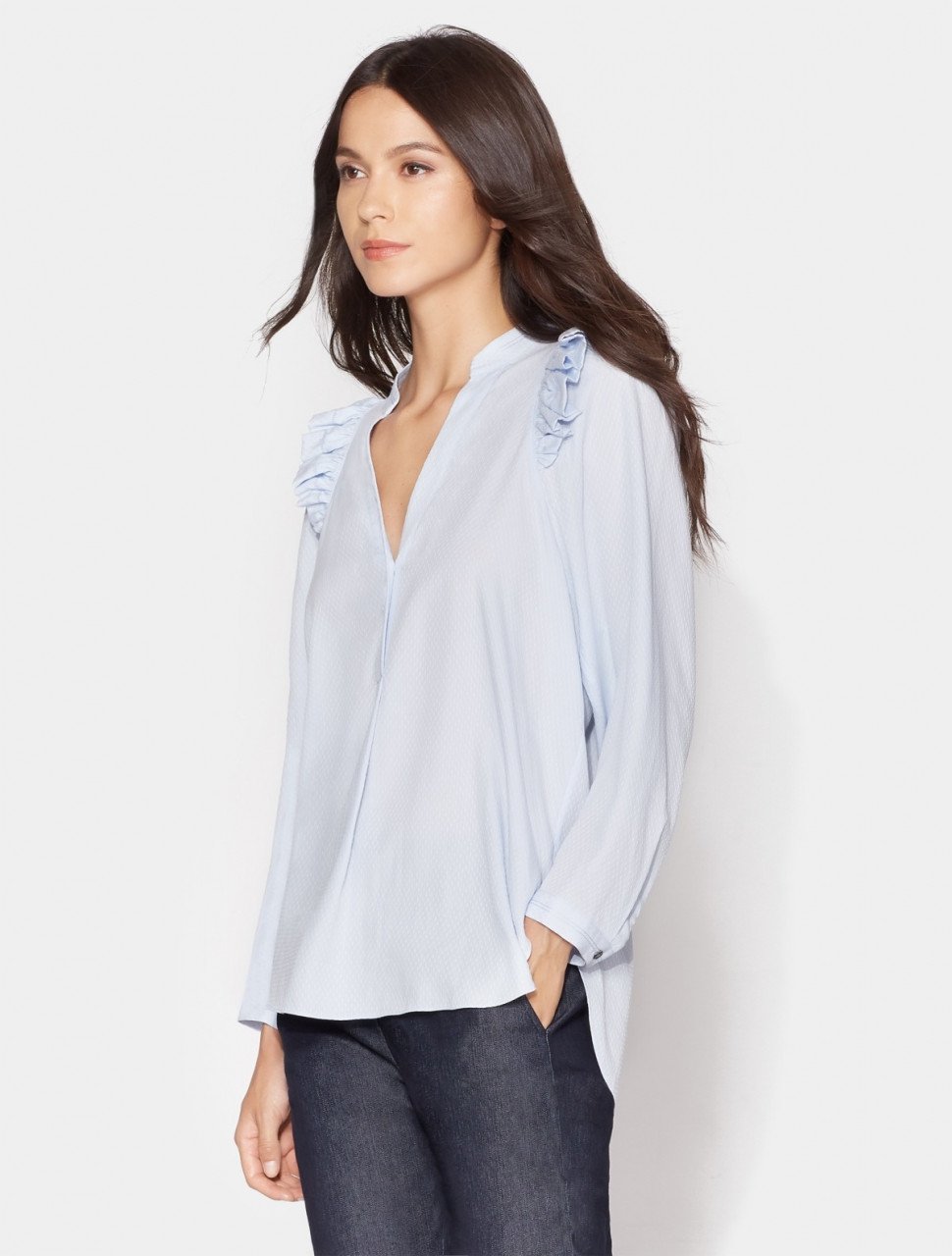 LONG SLEEVE TOP WITH RUFFLE DETAIL LONG SLEEVE TOP WITH RUFFLE DETAIL